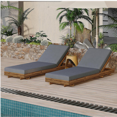 Lounge chaise Set, Acacia solid wood with LOUNGE CUSHION