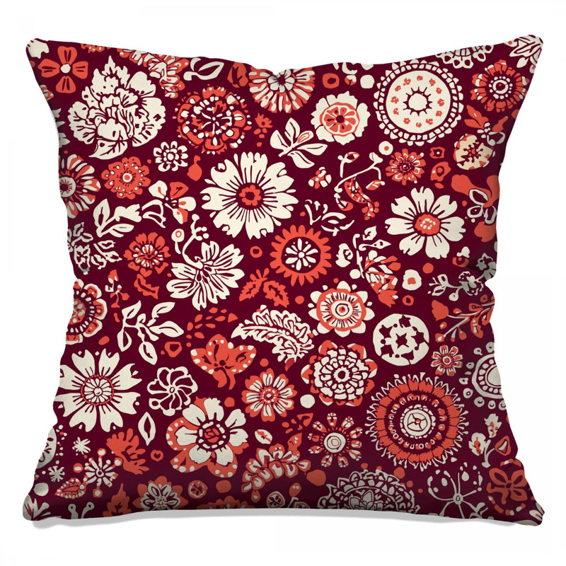 Coussins décoratifs à double face à motifs floraux complexes, 14 X 14 pouces