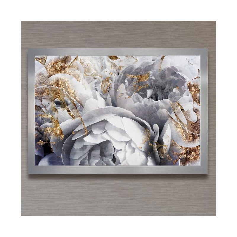 "Son jardin de pivoines", impression encadrée, H 18" x 26" W x 1,5" D, Silver
