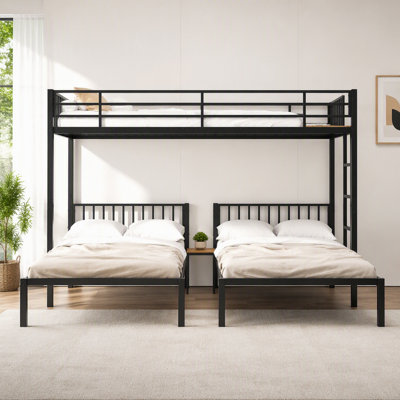 Triple Bunk Bed for Kids, Metal Frame, Separates into 3 Twin Beds, Noise-Reduced Design, Ideal for Multi-Child Families