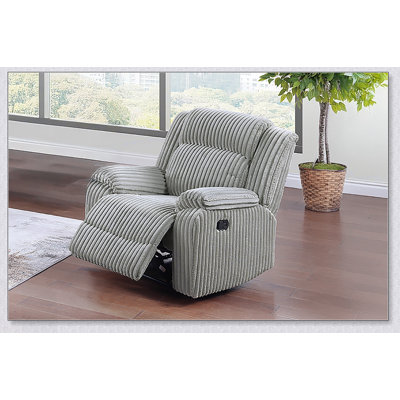 1Pc Motion Recliner Chair With Plush Fur-Like Corduroy, Ash Color, Comfortable And Stylish Living Room Seating