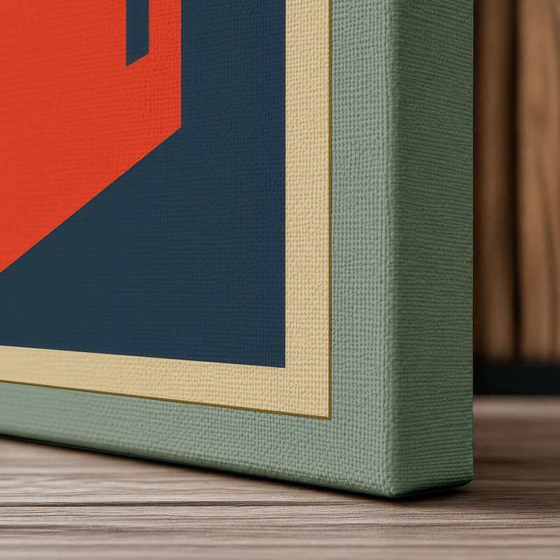 Geometric Block Industrial - Wrapped Canvas, 18x12 - 45.7 x 30.5 cm, Sage Border
