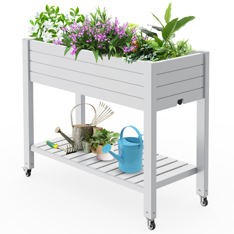 Grande boîte à fleurs surélevée pour l'extérieur avec jardin 43,31 po x 17,72 po x 33,66 po