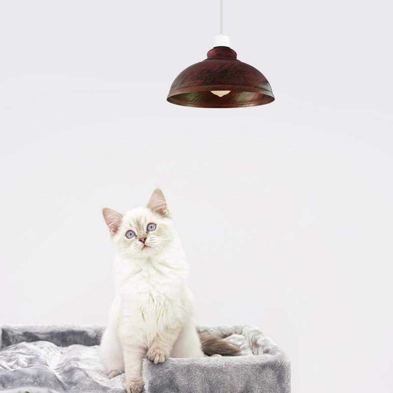 17cm H Metal Dome Lamp Shade, Rustic Red