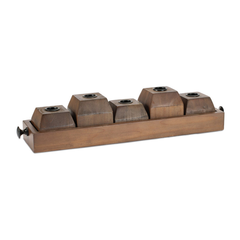 Porte-bougies à tiroir en bois L 18 po