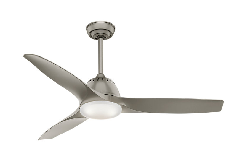 Ventilateur de plafond standard à DEL à 3 pales de 52 po avec télécommande et ensemble d'éclairage inclus, Étain / étain