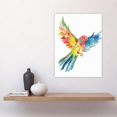 Parrot Spread Wings Flying Watercolour Wall Art Print