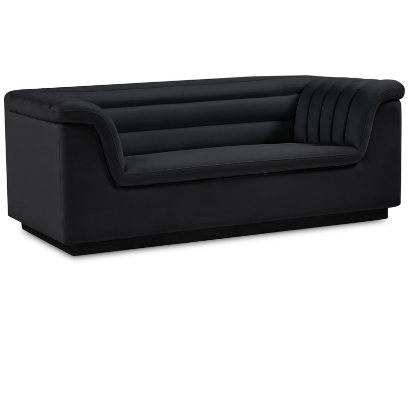 Hoskie 72'' Velvet Loveseat, Black Velvet