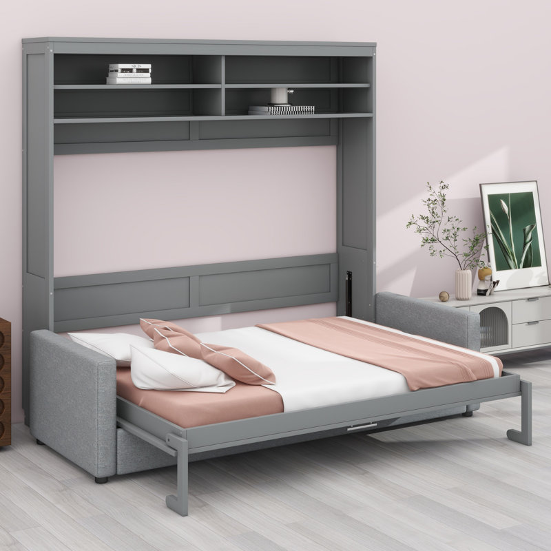 Murphy Bed Wall Bed With Sofa, Gray