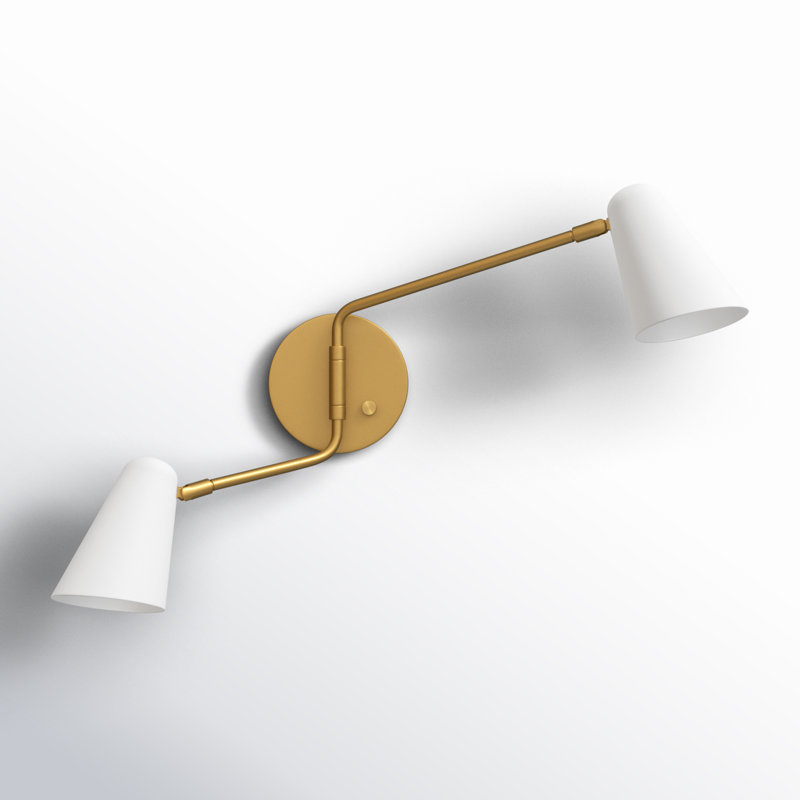 Macie 2 - Light Dimmable Swing Arm, White, Lacquered Brass with Matte White