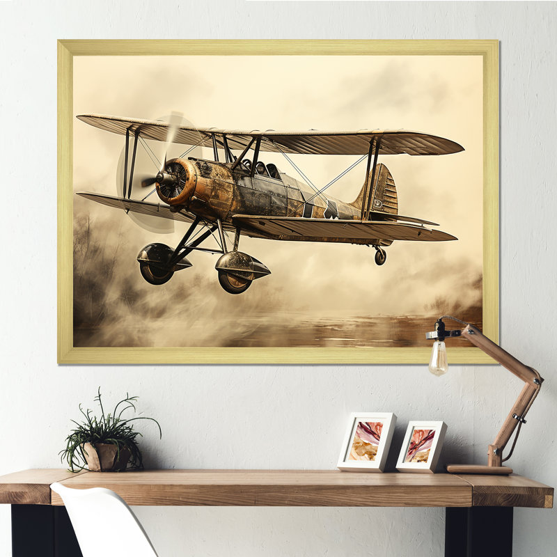 «Urban Plane», impression sur toile, Cadre photo doré simple, H 30 po x l 40 po x P 1,5 po