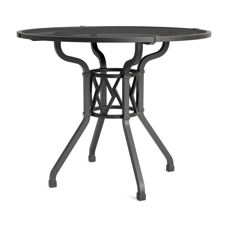 Venetian Outdoor Round Dining Table, Textured Pewter, 36" D