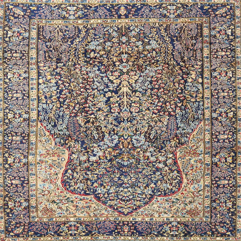 Tapis beige/noir traditionnel, Carré 3 pi