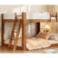 Grand lit superposé bas, lit superposé convertible en bois avec échelle réversible et garde-corps, noyer et blanc-220290405