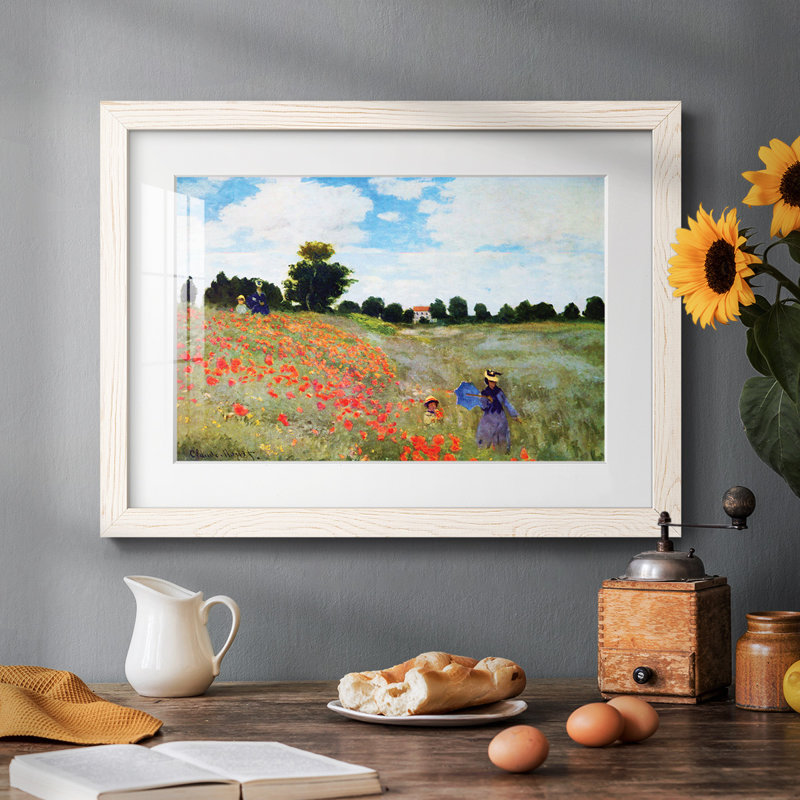 Coquelicots par Monet, H 22 po x l 32 po x P 1,5 po, Blanc
