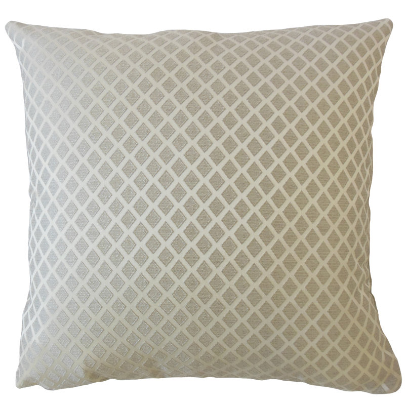 Dairene Geometric Feather Reversible Throw Pillow, 18" x 18", Silver