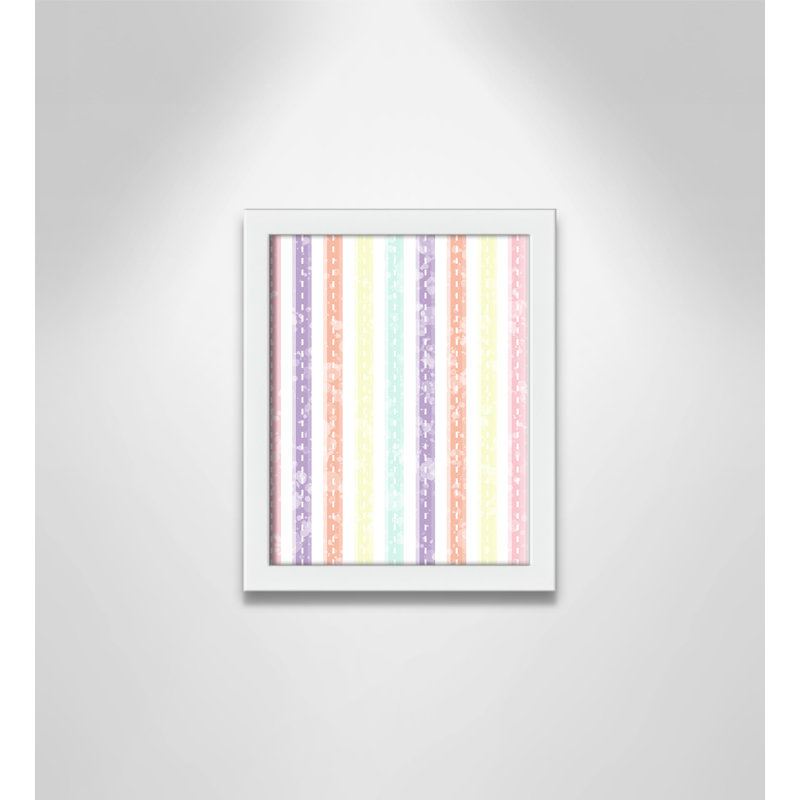 Adhésif décoratif Whimsical Stripe, H 11 po x l 9 po x P 1,1875 po, Encadré de boîte blanc