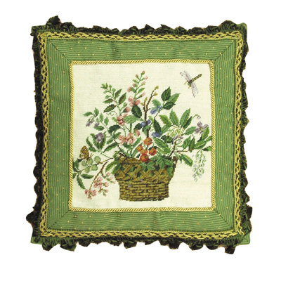 Spring Basket Dragon Needlepoint Pillow