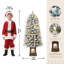 Pre Lit Snow Flocked Pencil Christmas Tree, Small Christmas Tree, Xmas Tree with Warm White Lights, 8 Light Modes, with pine cones and berries for Home and Office Decor-606942364-606942365