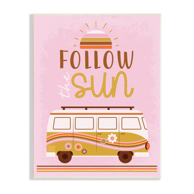 «Follow The Sun Sentiment Retro Van Sunflowers» - Art textuel