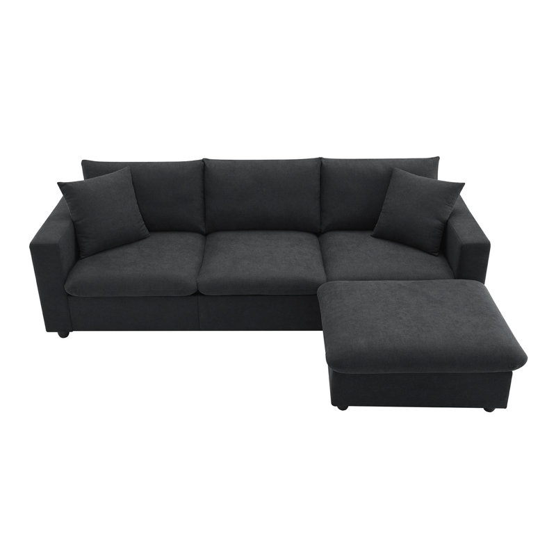 3 - Piece Upholstered Sectional, Black Polyester