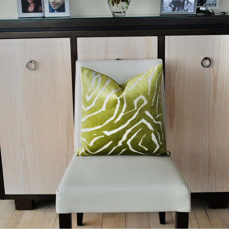 Housse de coussin en velours abstrait, 22 po x 22 po, Chartreuse