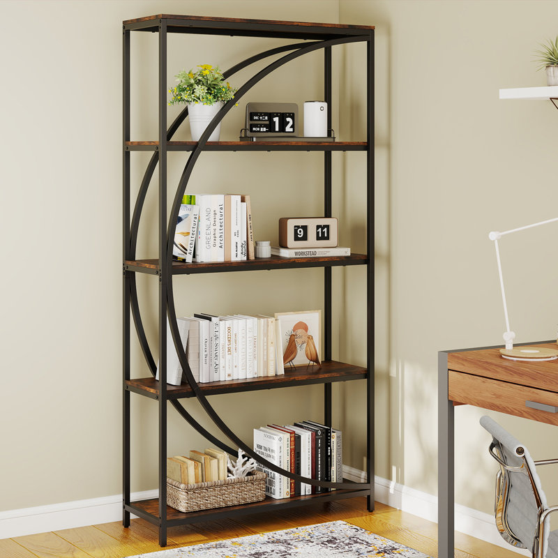 175cm H x 86cm W Metal Etagere Bookcase, Brown