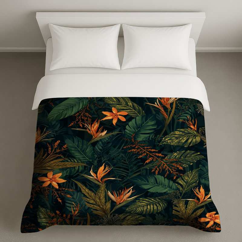 Tropical Foliage Pattern Duvet Covers, King