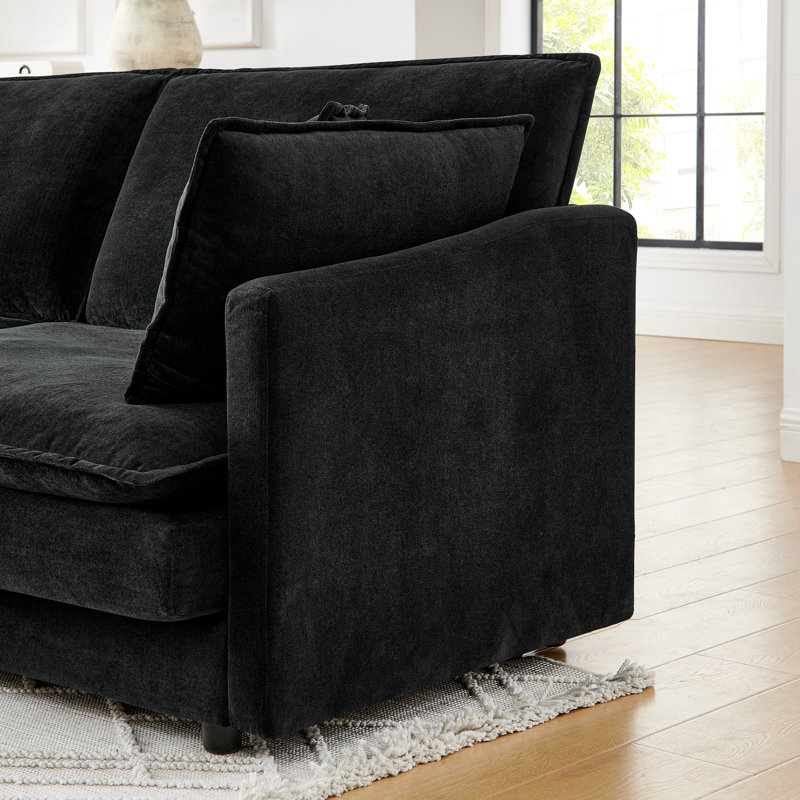 Tripp 110.2-Inch Modern L-Shaped Sectional Sofa, Black
