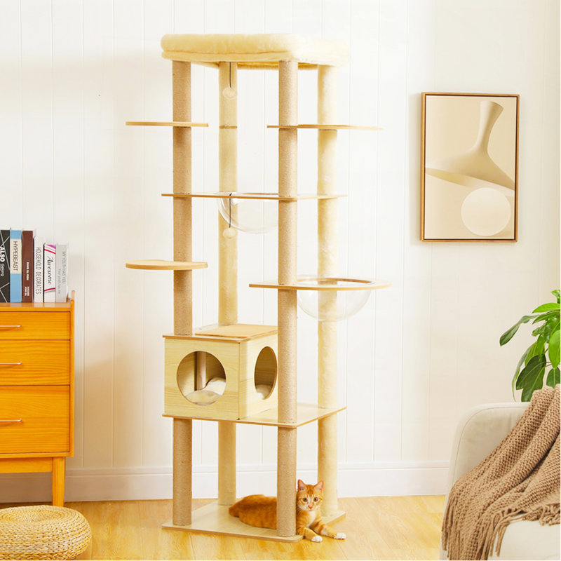 70.9 Inch Multi-Level Plush Large Cat Tree With Scratching Posts And Condo For Indoor Cats