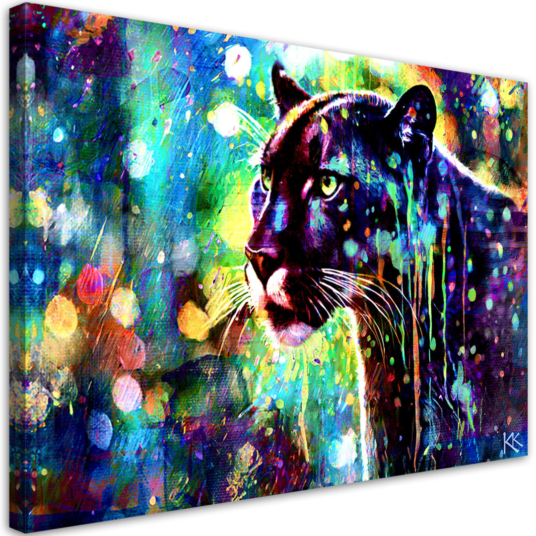 Leinwanddruck, Black Panther Abstraktion - Wrapped Canvas Print