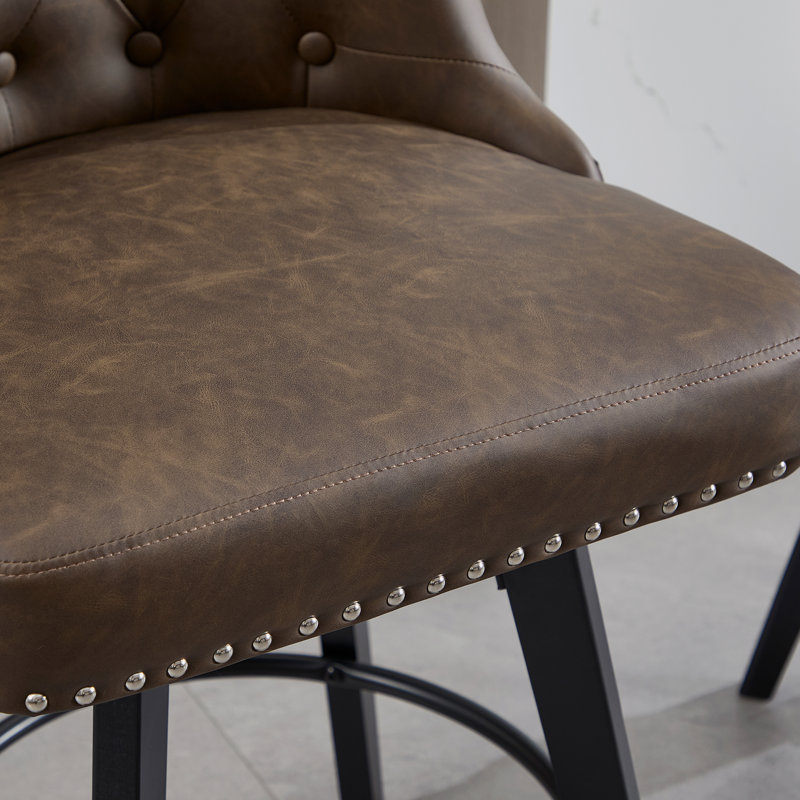 North Fork Swivel 25" Counter Stool with Wood Legs, Brown