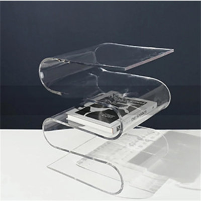 Modern Acrylic Wave Side Table with Multi-Tier Storage - Clear & Smoked Brown Finish