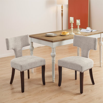 Linen Fabric Upholstered Side Chair Dining Chair (Set Of 2)
