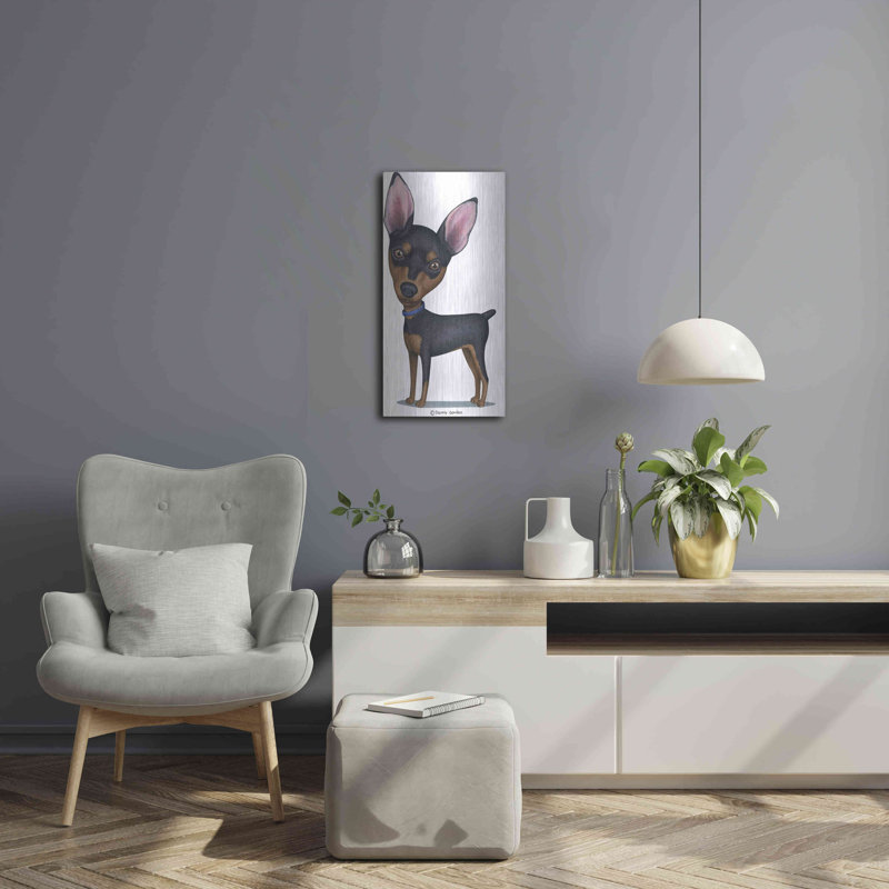 Art mural en métal Lark Manor ™ «Miniature Pinscher Blue Collar» par Danny Gordon