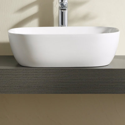 Lavabo de salle de bain carré en porcelaine vitreuse