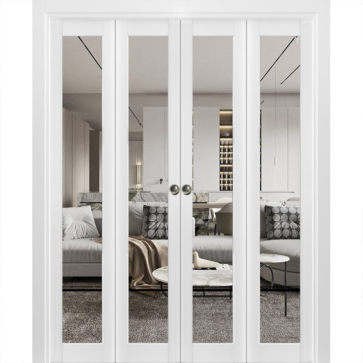 Porte pliante en bois manufacturé 2666, 96 po x 80 po
