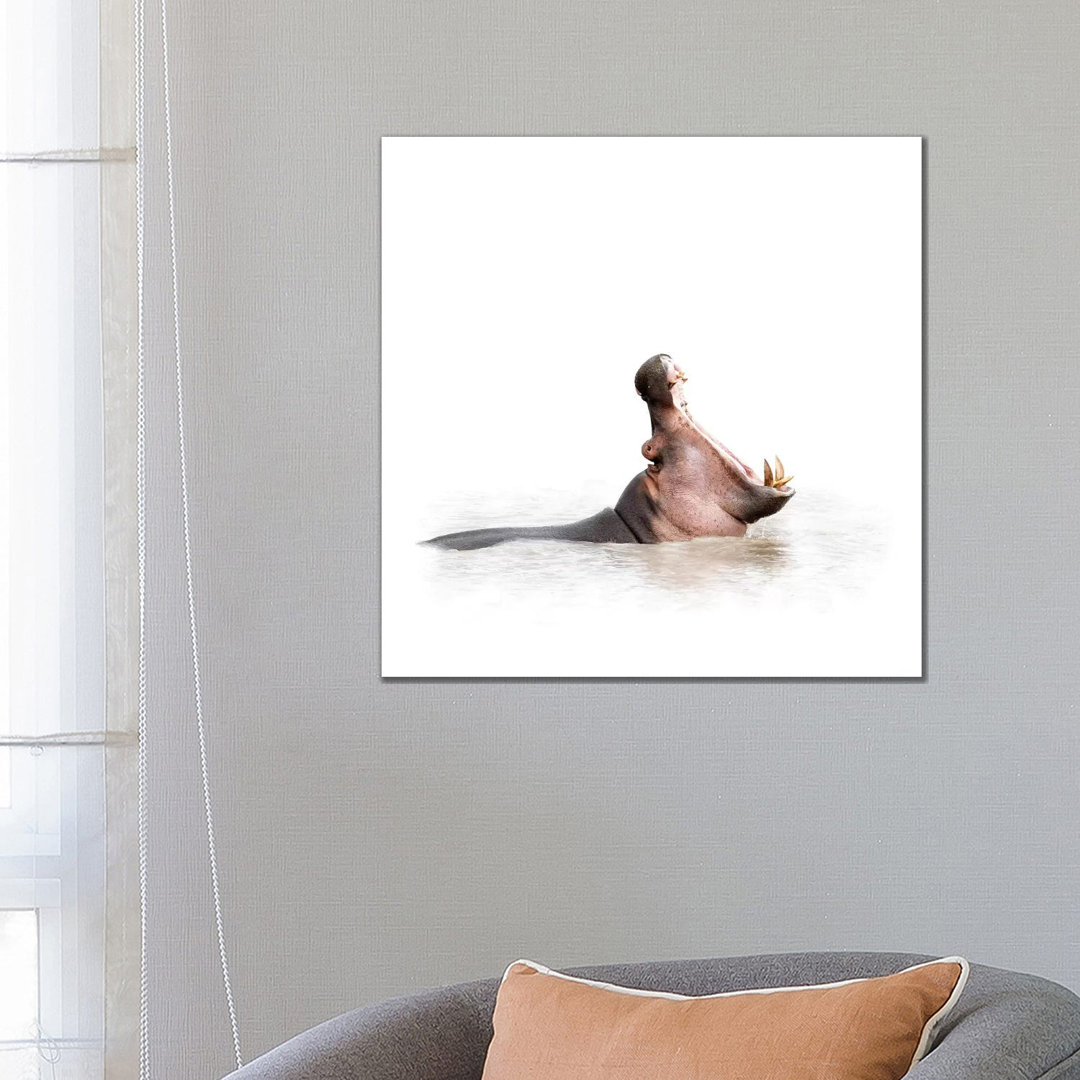 Hippo Mouth Wide Open Isolated On White von Susan Richey - Gallery- Giclée on Canvas