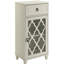 Table d'appoint blanche avec tiroir escamotable et pieds en verre attrayants