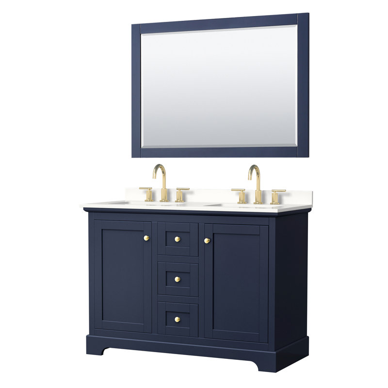 Ensemble de meuble-lavabo double 48 po Avery, Blanc, Chrome poli