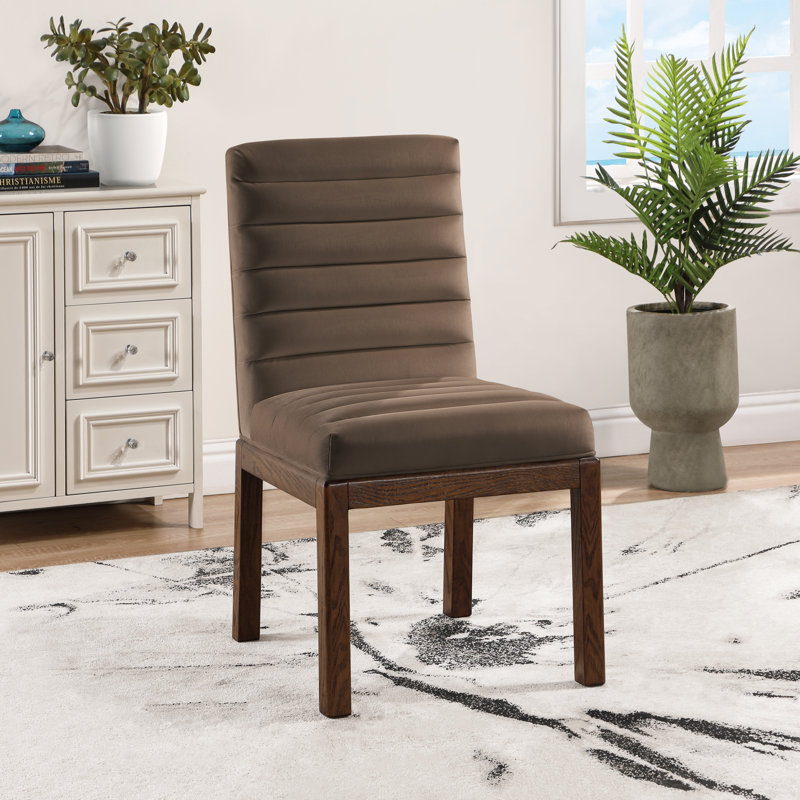 Chaise en velours Evelyn Lametra, Velours brun, Brun