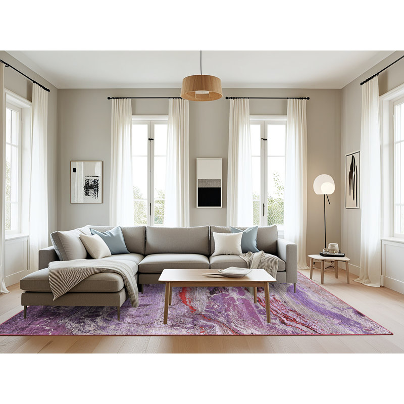 Tapis mauve / rouge / gris Buckholts, Rectangle 8 pi x 10 pi