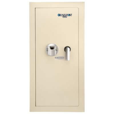 Biometric Wall Safe with Fingerprint Scanner, LED Light, and Removable Shelf - Beige Steel Security Box (0.82 Cu. Ft.)