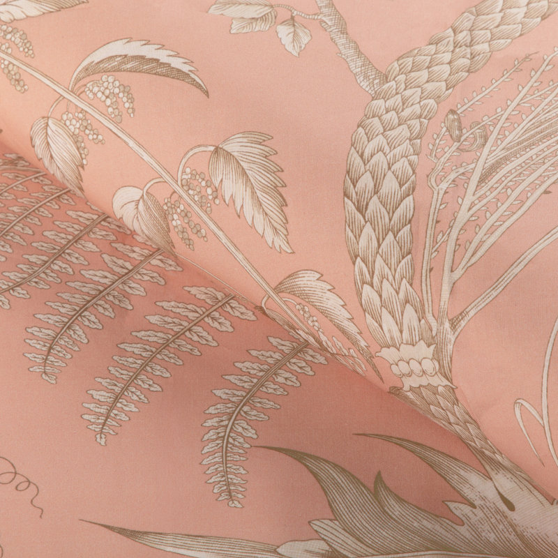 La Menagerie Bird and Thistle II 100% Cotton Fabric, Peach