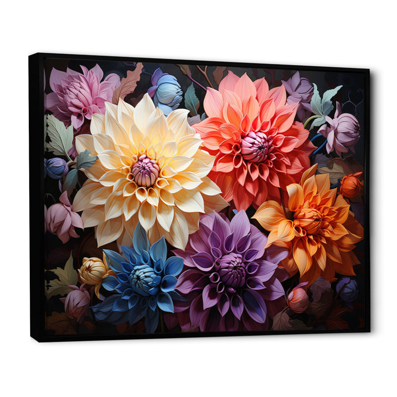Dahlia Dreams II sur impression sur toile, Cadre flottant noir, H 30 po x l 40 po x P 1,5 po