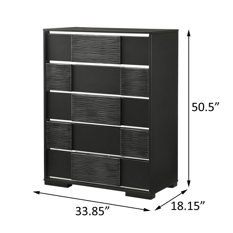 Commode noire à 5 tiroirs Galja