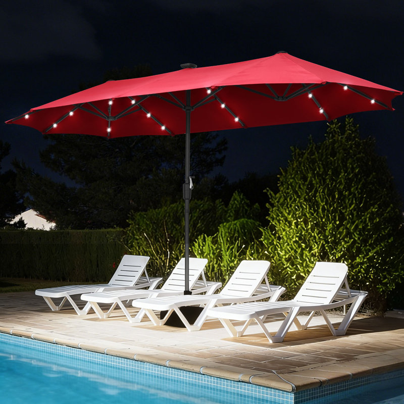 Parasol de marché rectangulaire 13 pi Hopkinton, Rouge