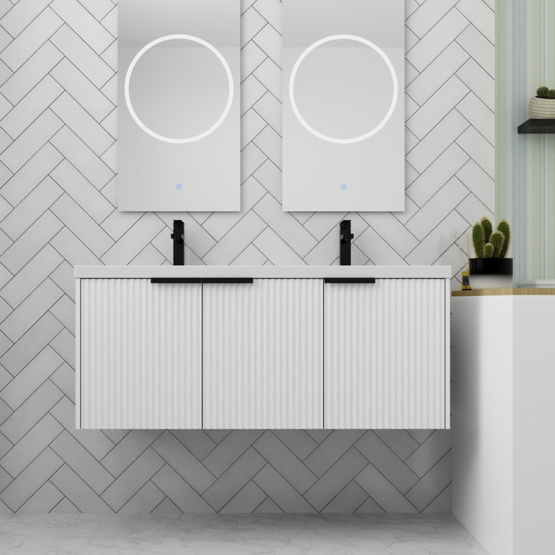 Meuble-lavabo 48 po avec lavabo en résine, Blanc
