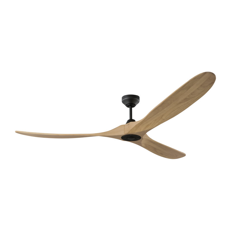 Maverick Smart 70 Indoor Ceiling Fan with Threaded Downrod, blades and Handheld Remote, Midnight Black, Natural Honey