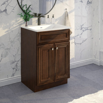 24'' Bathroom Vanity Sink Base Cabinet in Maple Walnut